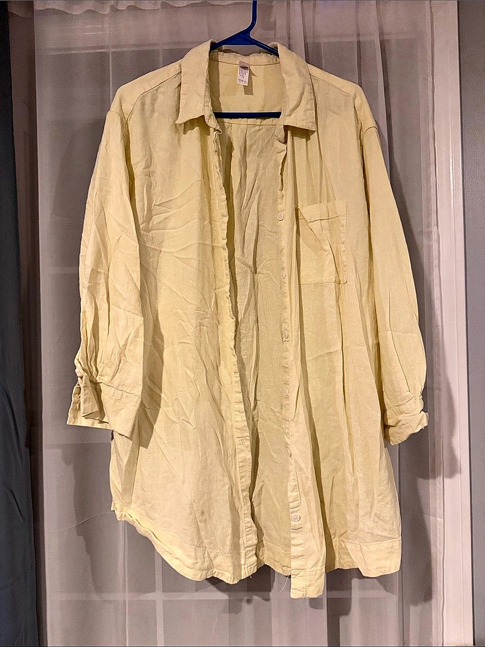 Stars Above Oversized Button Down Shirt in Yellow Size XL